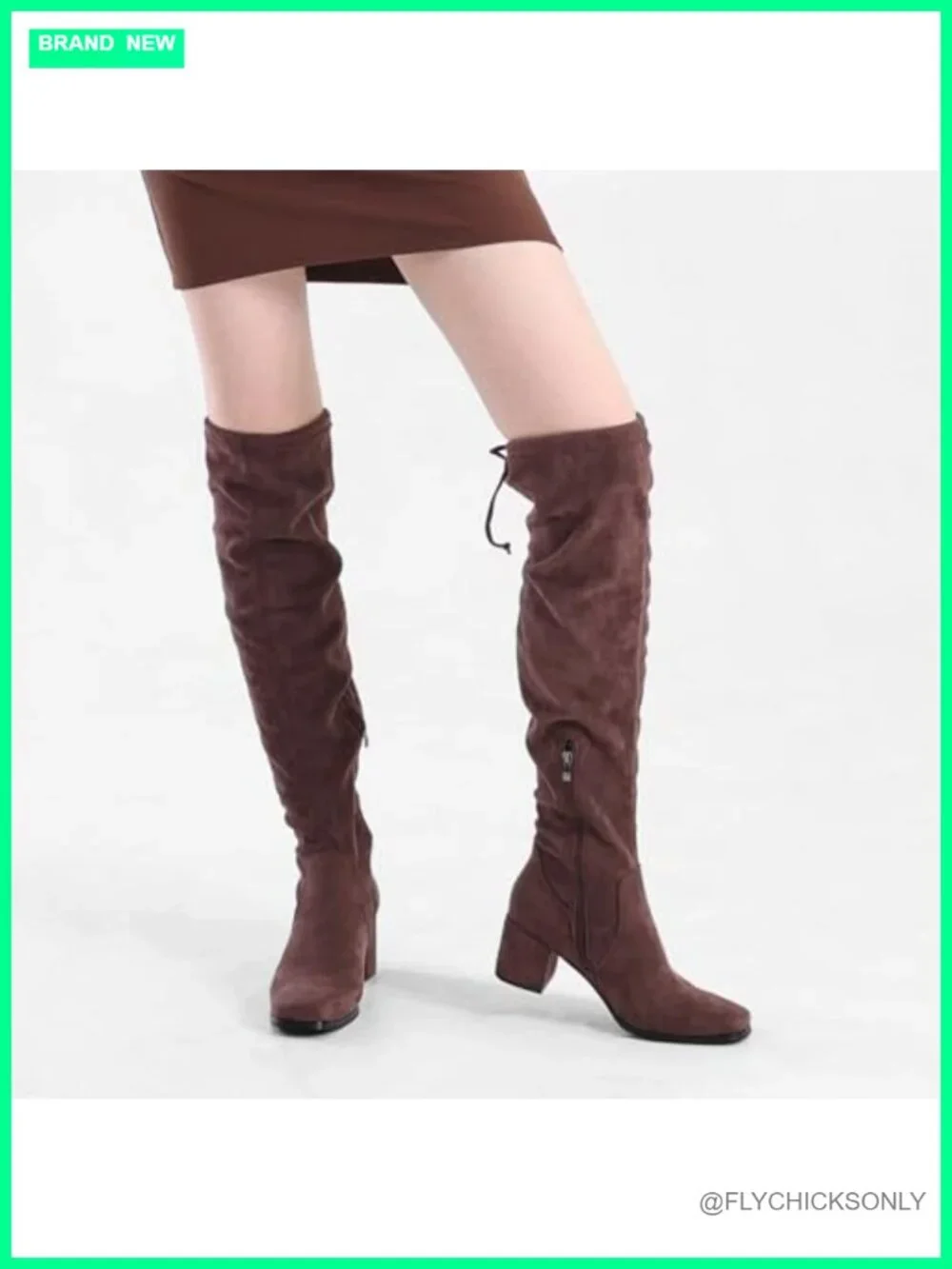 Square Toe Faux Suede Over the Knee Boots Block Heel